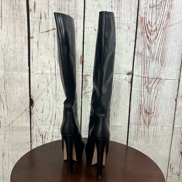 GUCCI LEATHER KNEE HIGH BOOTS 5.75” sky high heels & 1.75” platforms size 37.5 - Picture 8 of 16